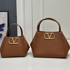 Valentino Alltime Handbag In Grainy Calfskin Brown