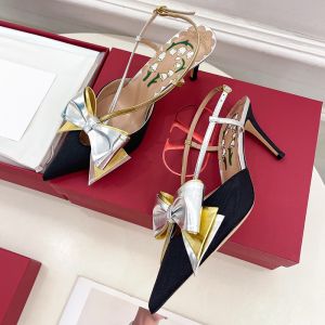 Valentino Bowow Slingback Pumps 85MM Women Moire Fabric Black