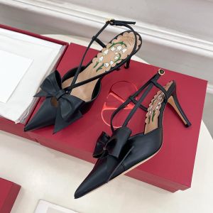 Valentino Bowow Slingback Pumps 85MM Women Kidskin Black