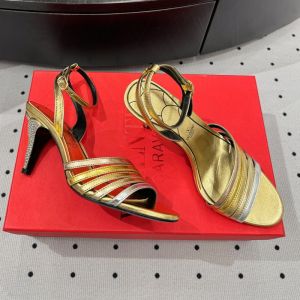 Valentino Ladycrush Sandals 70MM Women Nappa Leather with Crystals Gold