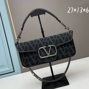 Valentino Loco Shoulder Bag In Toile Iconographe Fabric Black