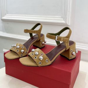 Valentino Nellcote Sandals 60MM Women Crust Calfskin Camel