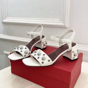 Valentino Nellcote Sandals 60MM Women Grainy Calfskin White