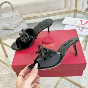 Valentino Rockstud Bow Mules 60MM Women Patent Leather Black
