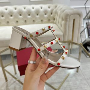 Valentino Rockstud Slides 60MM with Cabochon Stones Women Calfskin White