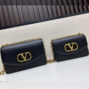 Valentino Vain Shoulder Bag In Shiny Calfskin Black