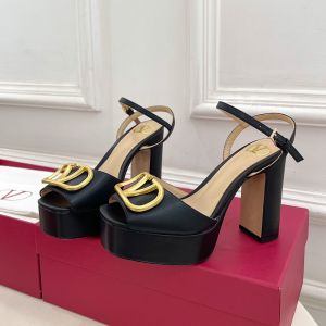 Valentino Vlogo Signature Platform Sandals 115MM Women Calfskin Black