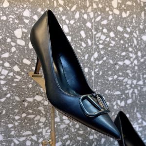Valentino VLogo Signature Pumps 75MM Women Matching Calfskin Black