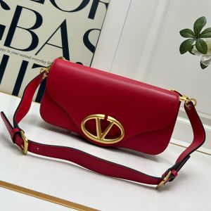 Valentino Vlogo Signature Messenger Bag In Nappa Leather Red