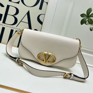 Valentino Vlogo Signature Messenger Bag In Nappa Leather White