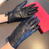 Valentino VLogo Embossed Gloves Women Sheepskin Black