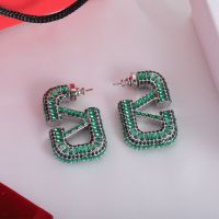 Valentino Medium VLogo Signature Earrings In Metal With Crystals Green