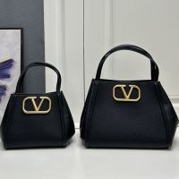 Valentino Alltime Handbag In Grainy Calfskin Black