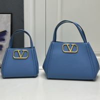 Valentino Alltime Handbag In Grainy Calfskin Blue