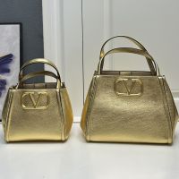 Valentino Alltime Handbag In Grainy Calfskin Gold