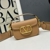 Valentino Alltime Shoulder Bag In Grainy Calfskin Apricot