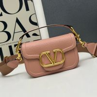 Valentino Alltime Shoulder Bag In Grainy Calfskin Cherry