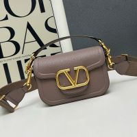 Valentino Alltime Shoulder Bag In Grainy Calfskin Khaki