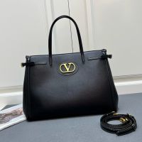 Valentino Antibes Shopping Bag In Calfskin Black