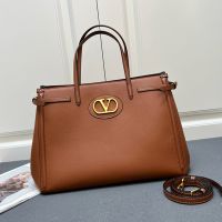 Valentino Antibes Shopping Bag In Calfskin Brown