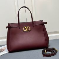 Valentino Antibes Shopping Bag In Calfskin Burgundy