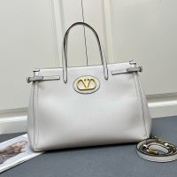 Valentino Antibes Shopping Bag In Calfskin White