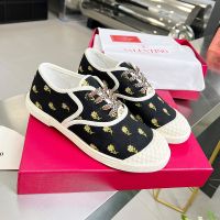Valentino Bay By Bay Sneakers Women Papier Floral Motif Fabric Black