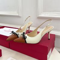 Valentino Bepointy Slingback Pumps 80MM Women Patent Leather And Kidskin White/Brown