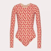 Valentino Bodysuit Women Toile Iconographe Lycra Beige/Red