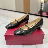 Valentino Bowow Pumps with Straps 45MM Women Crocodile-effect Calfskin Black