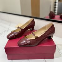 Valentino Bowow Pumps with Straps 45MM Women Crocodile-effect Calfskin Burgundy