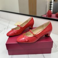 Valentino Bowow Pumps with Straps 45MM Women Crocodile-effect Calfskin Red