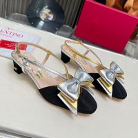 Valentino Bowow Slingback Pumps 45MM Women Moire Fabric Black