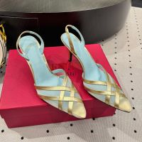 Valentino Impudance Slingback Pumps 80MM Women Kidskin and Mesh Gold