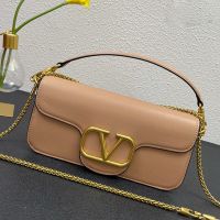 Valentino Large Loco Shoulder Bag In Calfskin Apricot