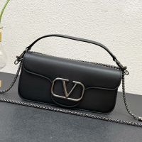 Valentino Large Loco Shoulder Bag In Calfskin Black/Silver