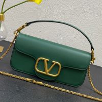 Valentino Large Loco Shoulder Bag In Calfskin Green
