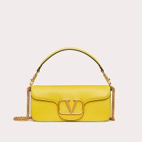 Valentino Large Loco Shoulder Bag In Calfskin Yellow