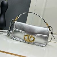 Valentino Large Loco 1960 Shoulder Bag In Nappa Leather Silver