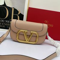 Valentino Large Supervee Shoulder Bag In Calfskin Khaki