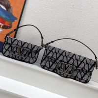 Valentino Loco Shoulder Bag In Beads Iconographe Fabric Black