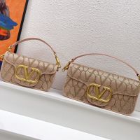 Valentino Loco Shoulder Bag In Beads Iconographe Fabric Cherry