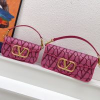 Valentino Loco Shoulder Bag In Beads Iconographe Fabric Rose