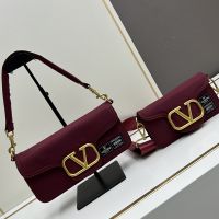 Valentino Loco Shoulder Bag In Nylon Burgundy