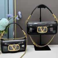 Valentino Loco Shoulder Bag In Transparent Polymeric Black/Gold