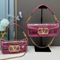 Valentino Loco Shoulder Bag In Transparent Polymeric Rose