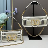 Valentino Loco Shoulder Bag In Transparent Polymeric White