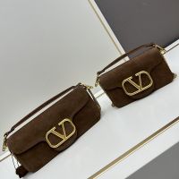 Valentino Loco Shoulder Bag In Suede Brown