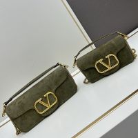 Valentino Loco Shoulder Bag In Suede Green