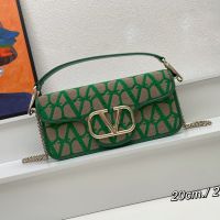 Valentino Loco Shoulder Bag In Toile Iconographe Fabric Green